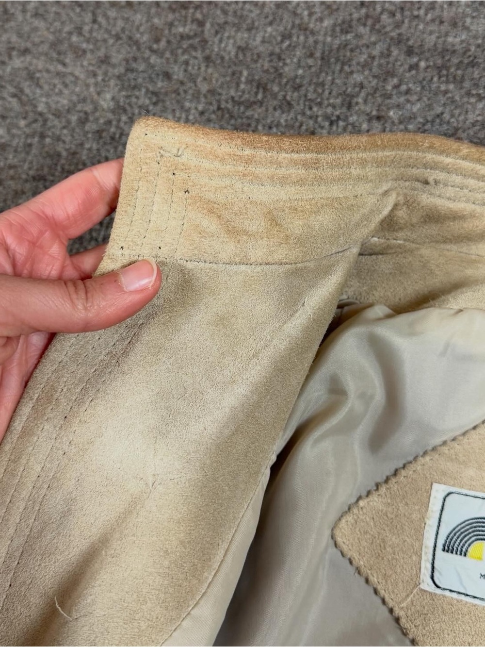 Vintage Lesoleil Suede Leather Open Front Jacket Women’s Small High Collar 90s - Picture 10 of 13